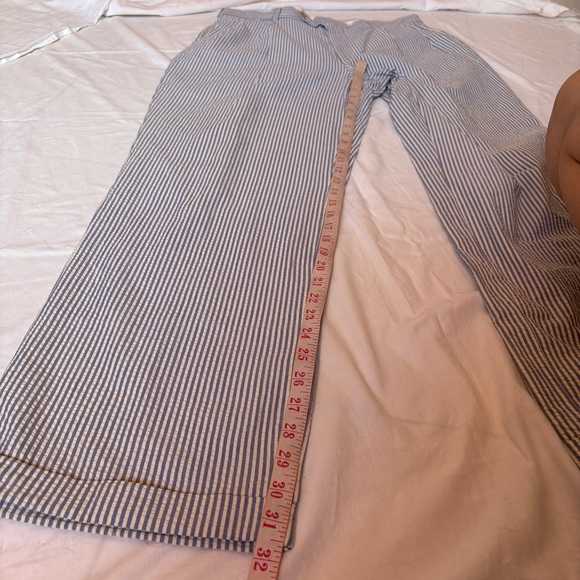 Nautica Seersucker Trousers blue and white stripes 100% cotton 42L - Picture 7 of 8